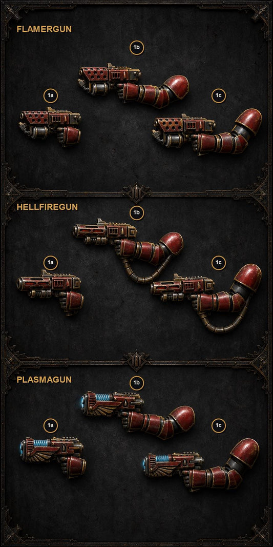 Crimson Lords Guns – Blood Angels Compatible Bits, GreyTide Studio – 3D printed 16K resin bits – main photo