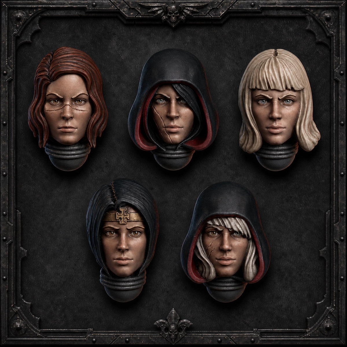 War Sisters Great Martyrs Heads – Adepta Sororitas Compatible Bits, DakkaDakka – 3D printed 16K resin bits – main photo