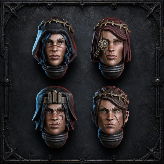 Sisterhood Grimdark Heads – Adepta Sororitas Compatible Bits, DakkaDakka – 3D printed 16K resin bits – main photo