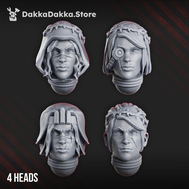 Sisterhood Grimdark Heads – Adepta Sororitas Compatible Bits, DakkaDakka – 3D printed 16K resin bits – photo 3 of 4