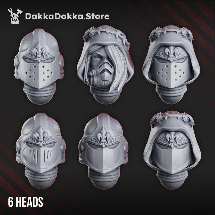 War Sisters Bloody Rose Helmets – Adepta Sororitas Compatible Bits, DakkaDakka – 3D printed 16K resin bits – photo 3 of 4