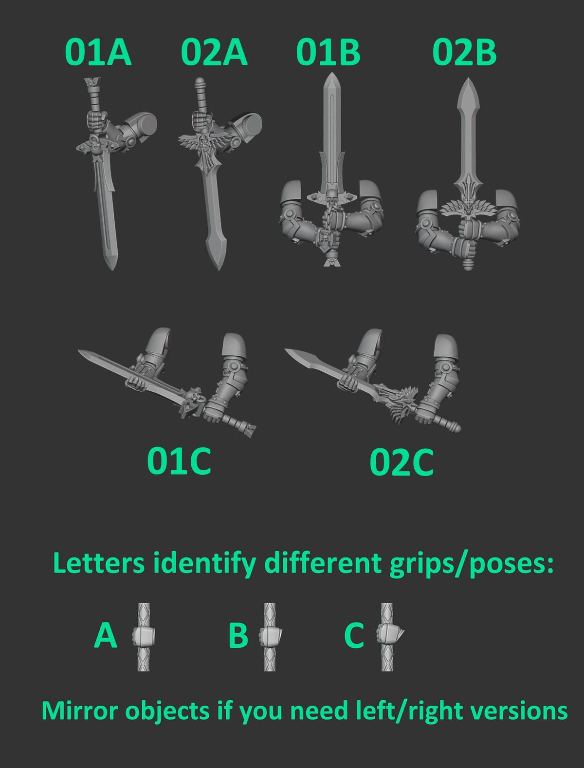 Eternal Pilgrims Two handed swords – Dark Angels Compatible Bits, GreyTide Studio – 3D printed 16K resin bits – photo 2 of 2