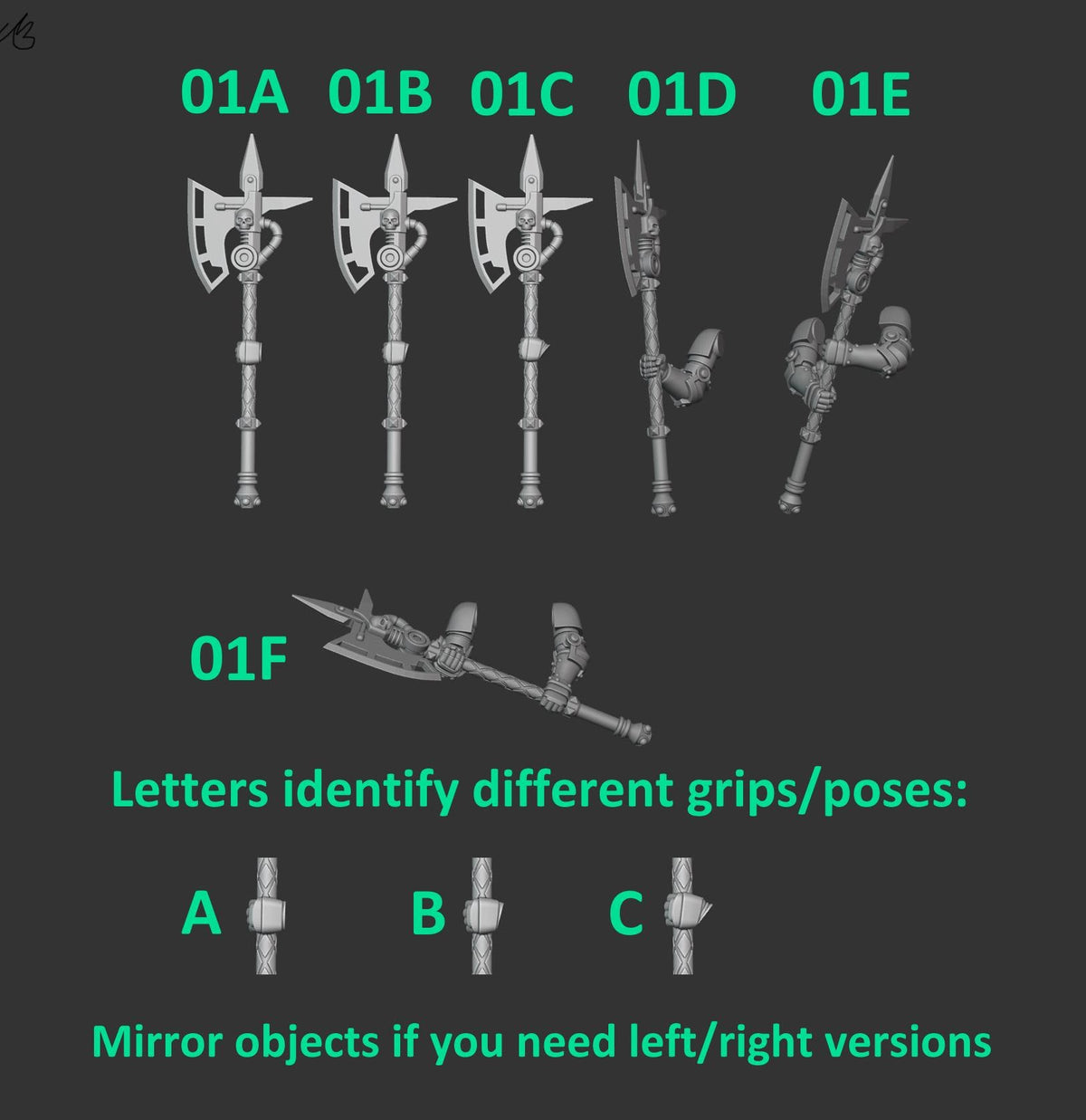 Eternal Pilgrims Two handed axes – Dark Angels Compatible Bits, GreyTide Studio – 3D printed 16K resin bits – photo 2 of 2