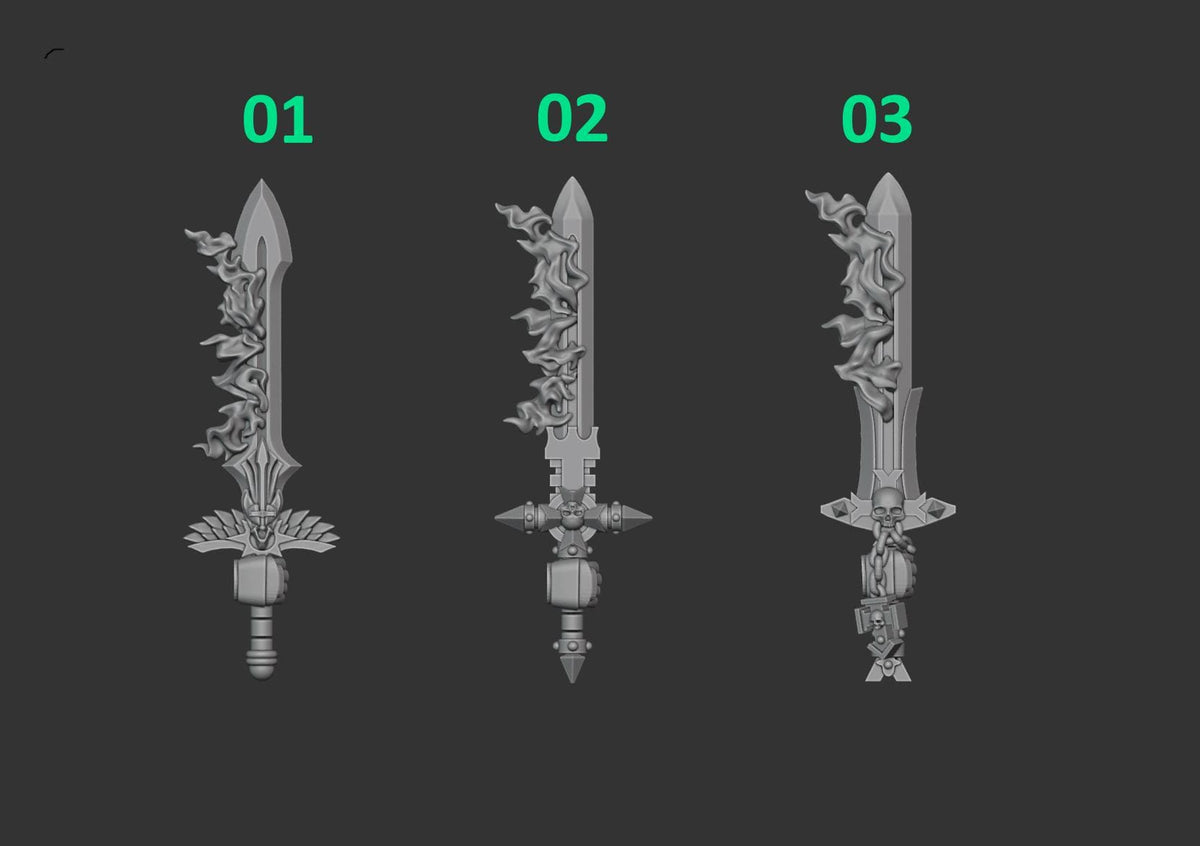 Eternal Pilgrims Burning swords – Dark Angels Compatible Bits, GreyTide Studio – 3D printed 16K resin bits – photo 2 of 2