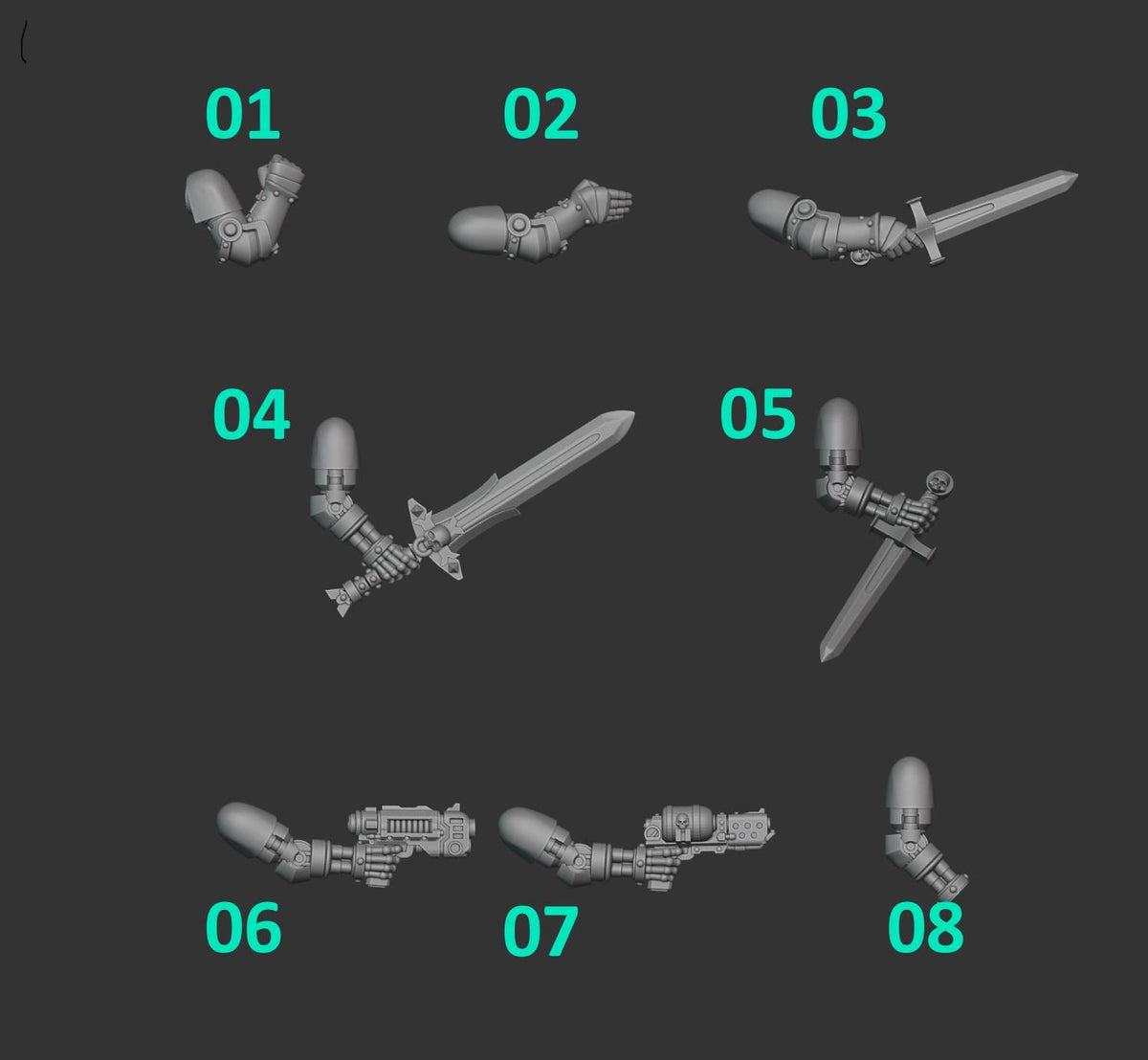 Eternal Pilgrims Arm poses & bionic arms – Dark Angels Compatible Bits, GreyTide Studio – 16K resin bits – photo 2 of 2