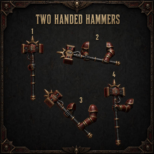 Crimson Lords Two handed hammers – Blood Angels Compatible Bits, GreyTide Studio – 3D printed 16K resin bits – main photo