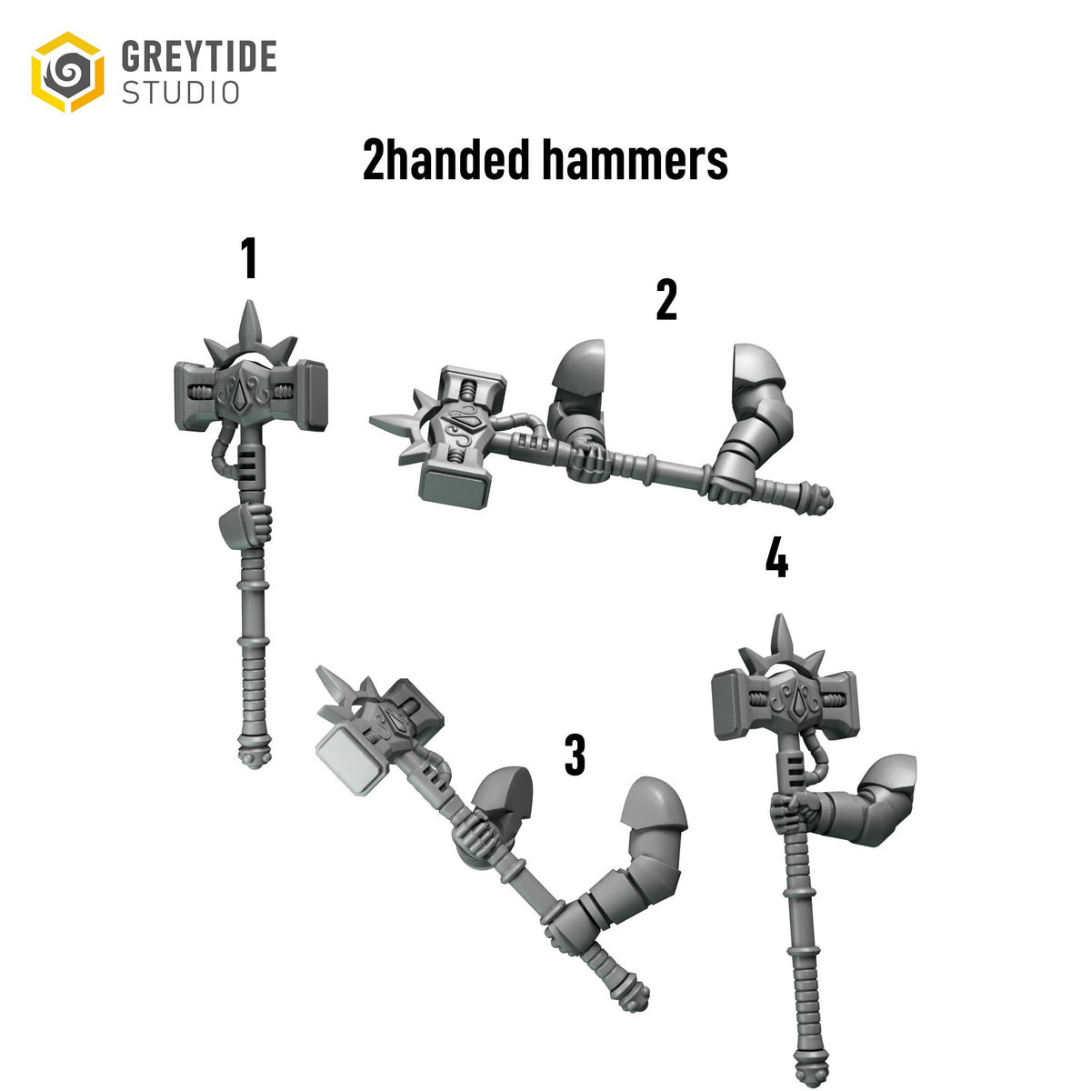 Crimson Lords Two handed hammers – Blood Angels Compatible Bits, GreyTide Studio – 3D printed 16K resin bits – photo 3 of 3