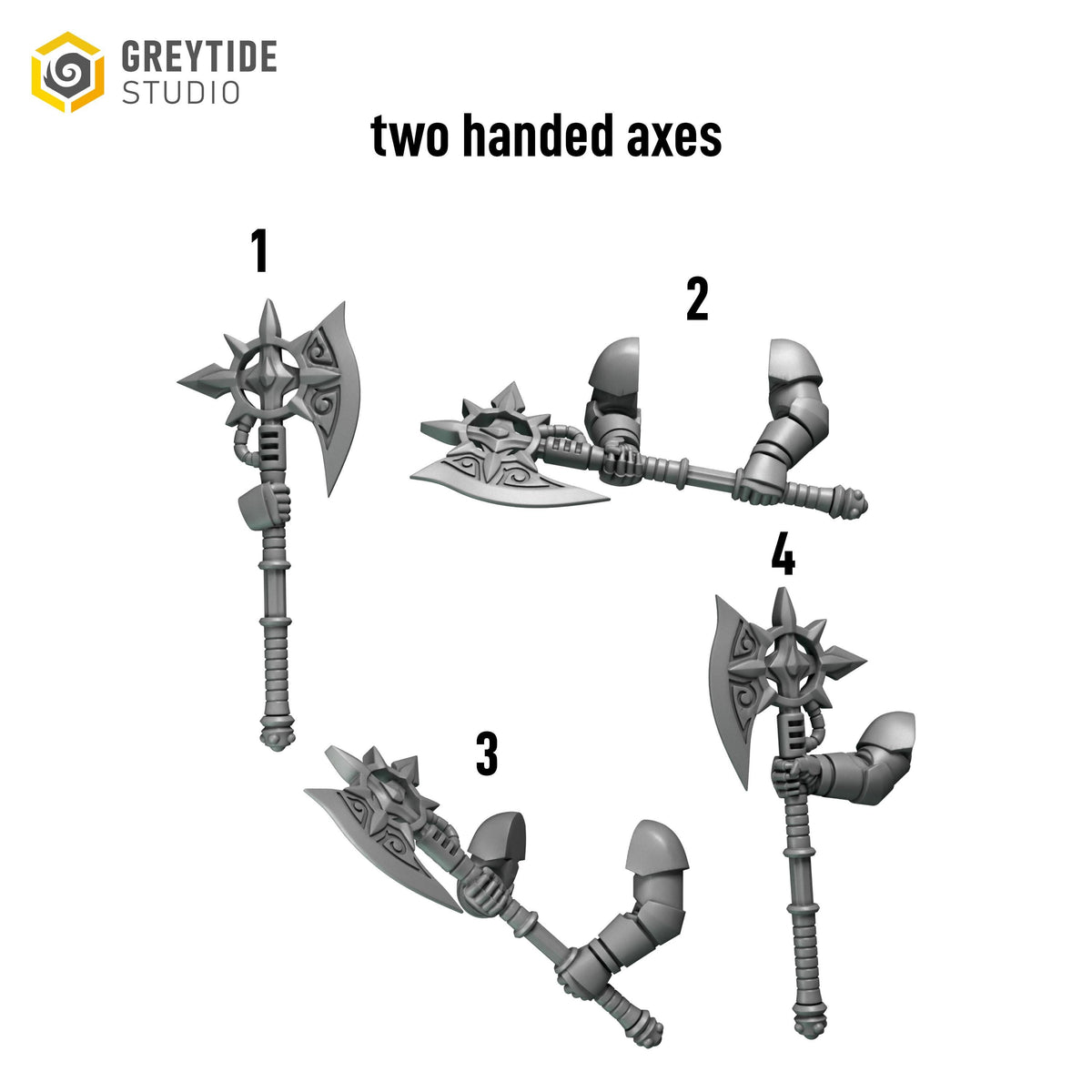 Crimson Lords Two handed axes – Blood Angels Compatible Bits, GreyTide Studio – 3D printed 16K resin bits – photo 3 of 3