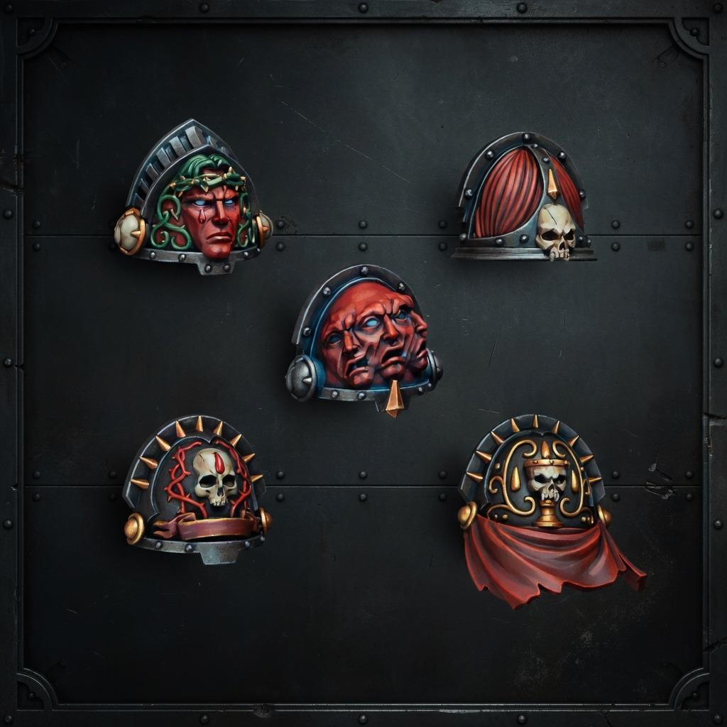 Crimson Lords Shoulderpads #1 – Blood Angels Compatible Bits, GreyTide Studio – 3D printed 16K resin bits – photo 4 of 4