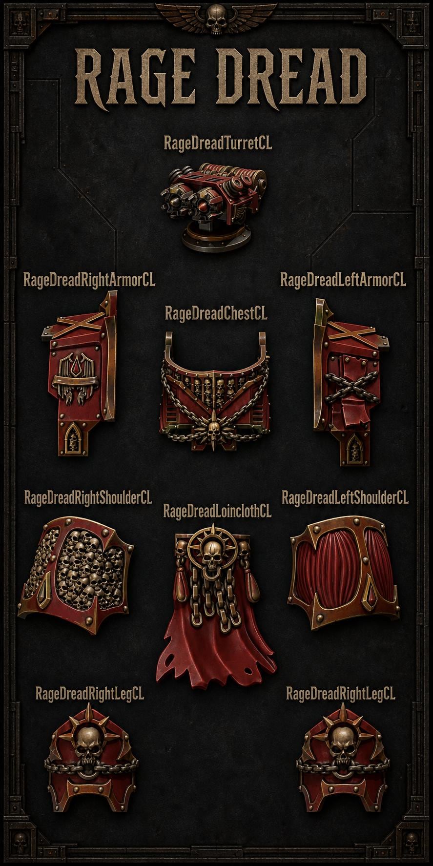 Crimson Lords Rage Ancient Armor – Blood Angels Compatible Bits, GreyTide Studio – 3D printed 16K resin bits – main photo