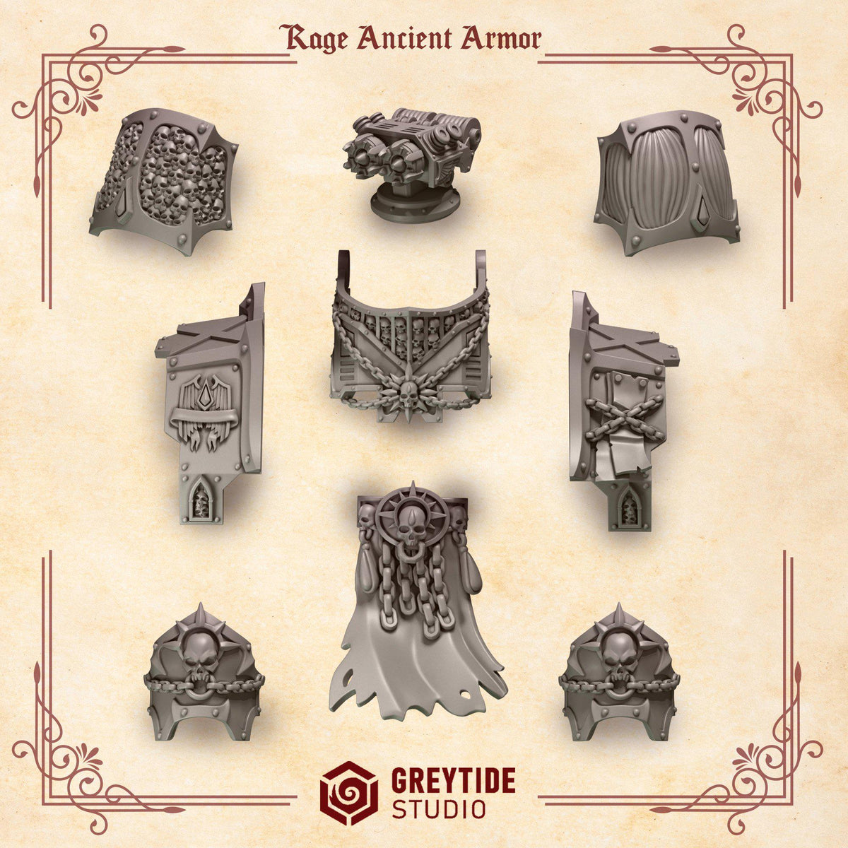 Crimson Lords Rage Ancient Armor – Blood Angels Compatible Bits, GreyTide Studio – 3D printed 16K resin bits – photo 2 of 3
