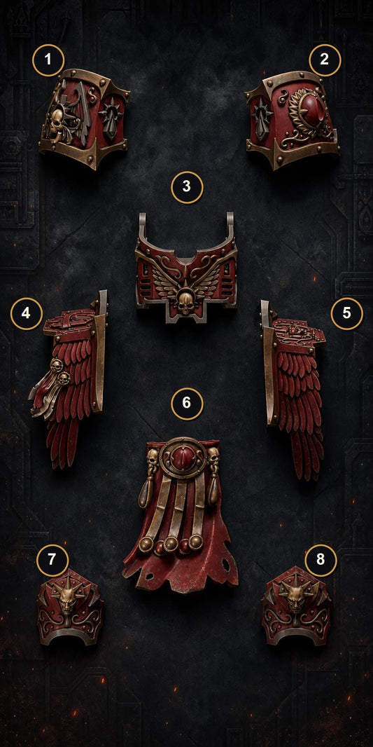 Crimson Lords Ancient Armor – Blood Angels Compatible Bits, GreyTide Studio – 3D printed 16K resin bits – main photo