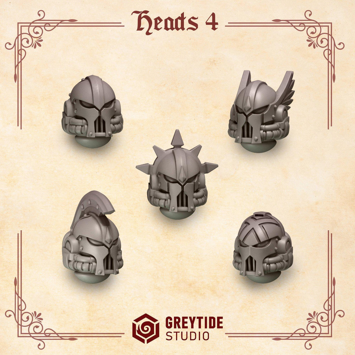 Crimson Lords Heads #4 – Blood Angels Compatible Bits, GreyTide Studio – 3D printed 16K resin bits – photo 2 of 3