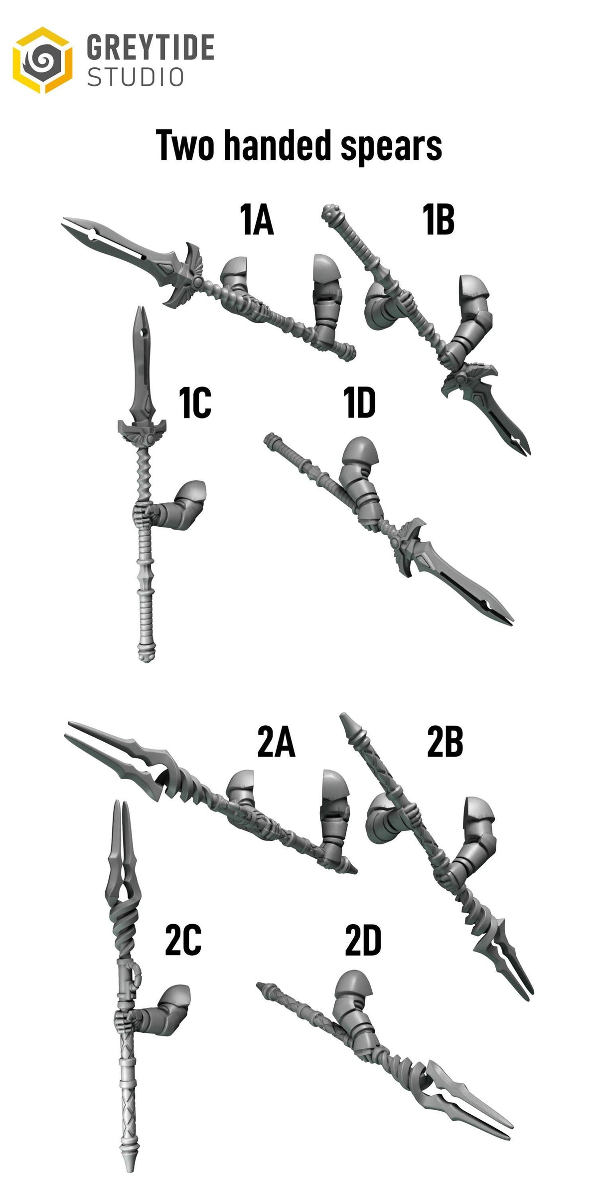 Crimson Lords Two Handed Spears – Blood Angels Compatible Bits, GreyTide Studio – 3D printed 16K resin bits – photo 2 of 2