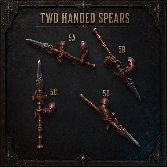 Crimson Lords Two Handed Spears – Blood Angels Compatible Bits, GreyTide Studio – 3D printed 16K resin bits – main photo