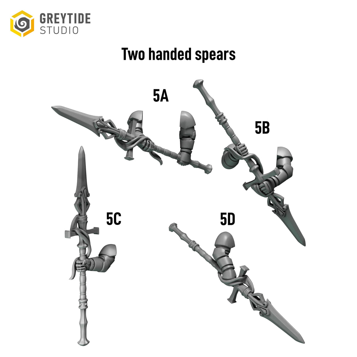 Crimson Lords Two handed spears #5 – Blood Angels Compatible Bits, GreyTide Studio – 3D printed 16K resin bits – photo 2 of 2