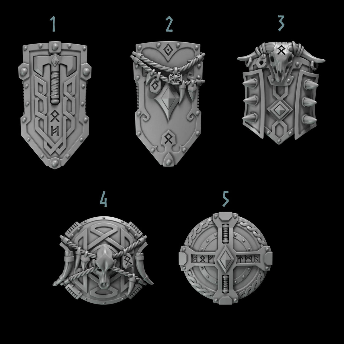 Primal Hounds Shields – Space Wolves Compatible Bits, GreyTide Studio – 3D printed 16K resin bits – photo 2 of 2