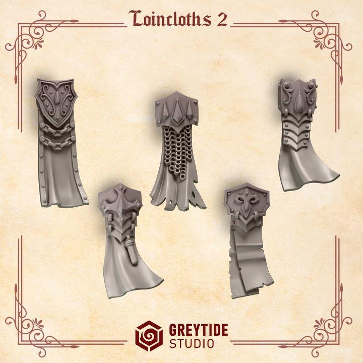 Crimson Lords Loincloths #2 – Blood Angels Compatible Bits, GreyTide Studio – 3D printed 16K resin bits – photo 3 of 4