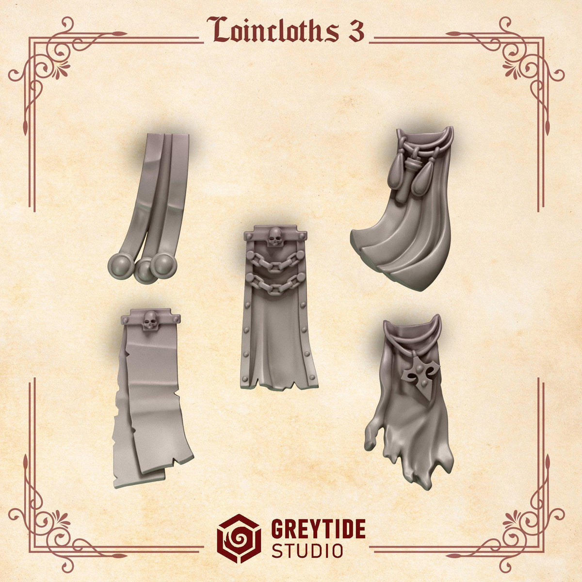Crimson Lords Loincloths #3 – Blood Angels Compatible Bits, GreyTide Studio – 3D printed 16K resin bits – photo 3 of 4