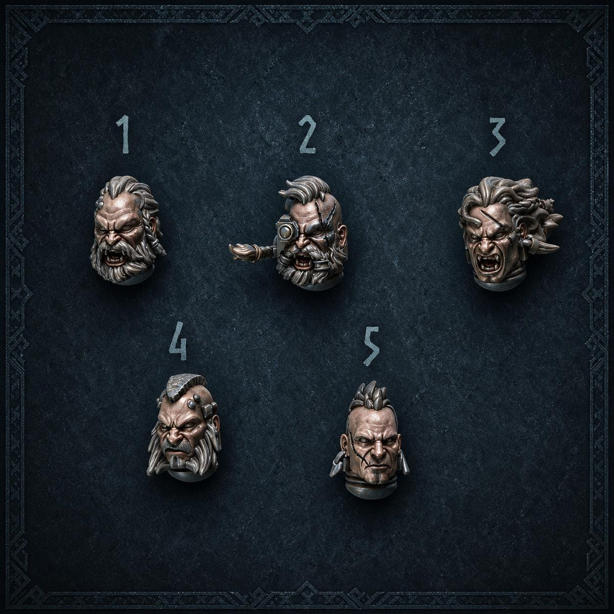 Primal Hounds Heads #1 – Space Wolves Compatible Bits, GreyTide Studio – 3D printed 16K resin bits – main photo