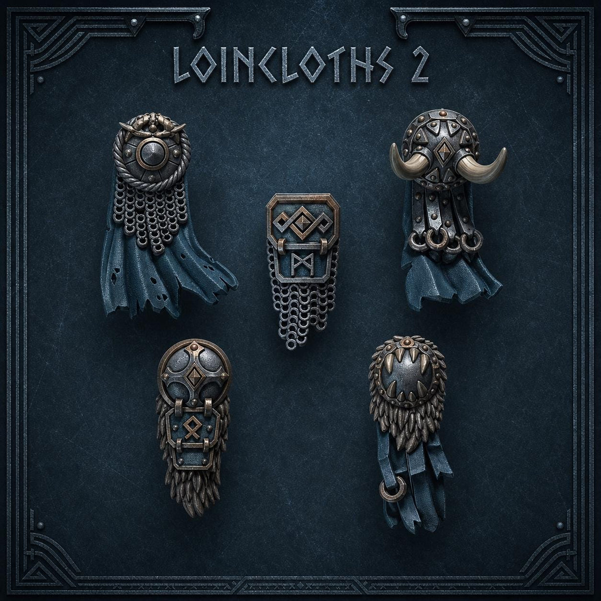 Primal Hounds Loincloths #2 – Space Wolves Compatible Bits, GreyTide Studio – 3D printed 16K resin bits – main photo