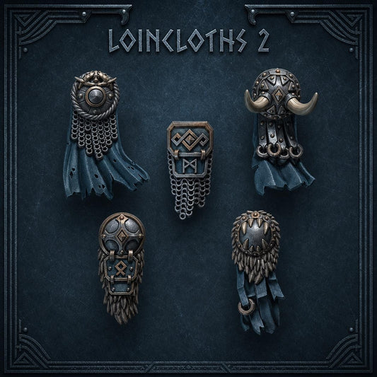 Primal Hounds Loincloths #2 – Space Wolves Compatible Bits, GreyTide Studio – 3D printed 16K resin bits – main photo