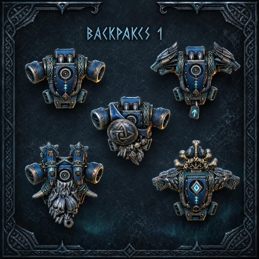 Primal Hounds Backpacks #1 – Space Wolves Compatible Bits, GreyTide Studio – 3D printed 16K resin bits – main photo