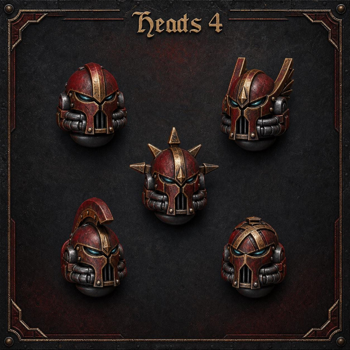 Crimson Lords Heads #4 – Blood Angels Compatible Bits, GreyTide Studio – 3D printed 16K resin bits – main photo