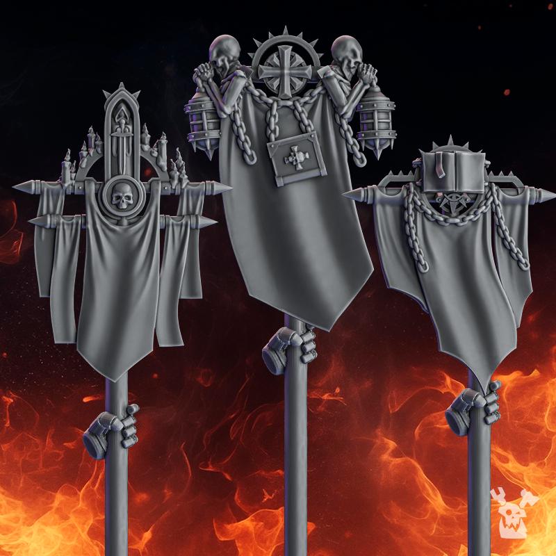 Pactum Aeternum Banners – Black Templars Compatible Bits, DakkaDakka – 3D printed 16K resin bits – photo 2 of 2