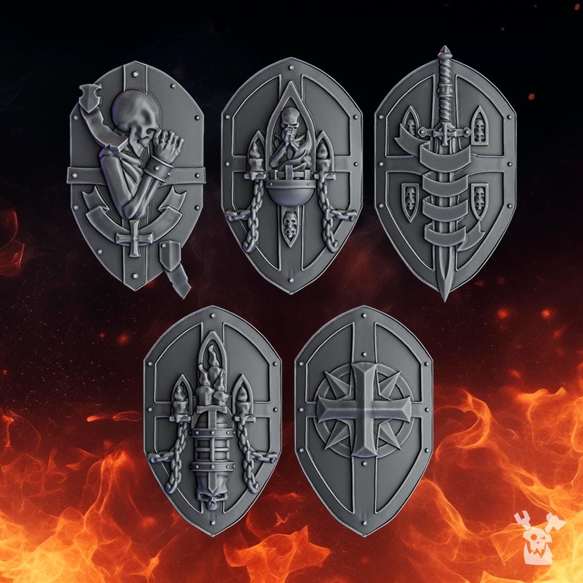 Pactum Aeternum Crusader Shields – Black Templars Compatible Bits, DakkaDakka – 3D printed 16K resin bits – photo 2 of 2