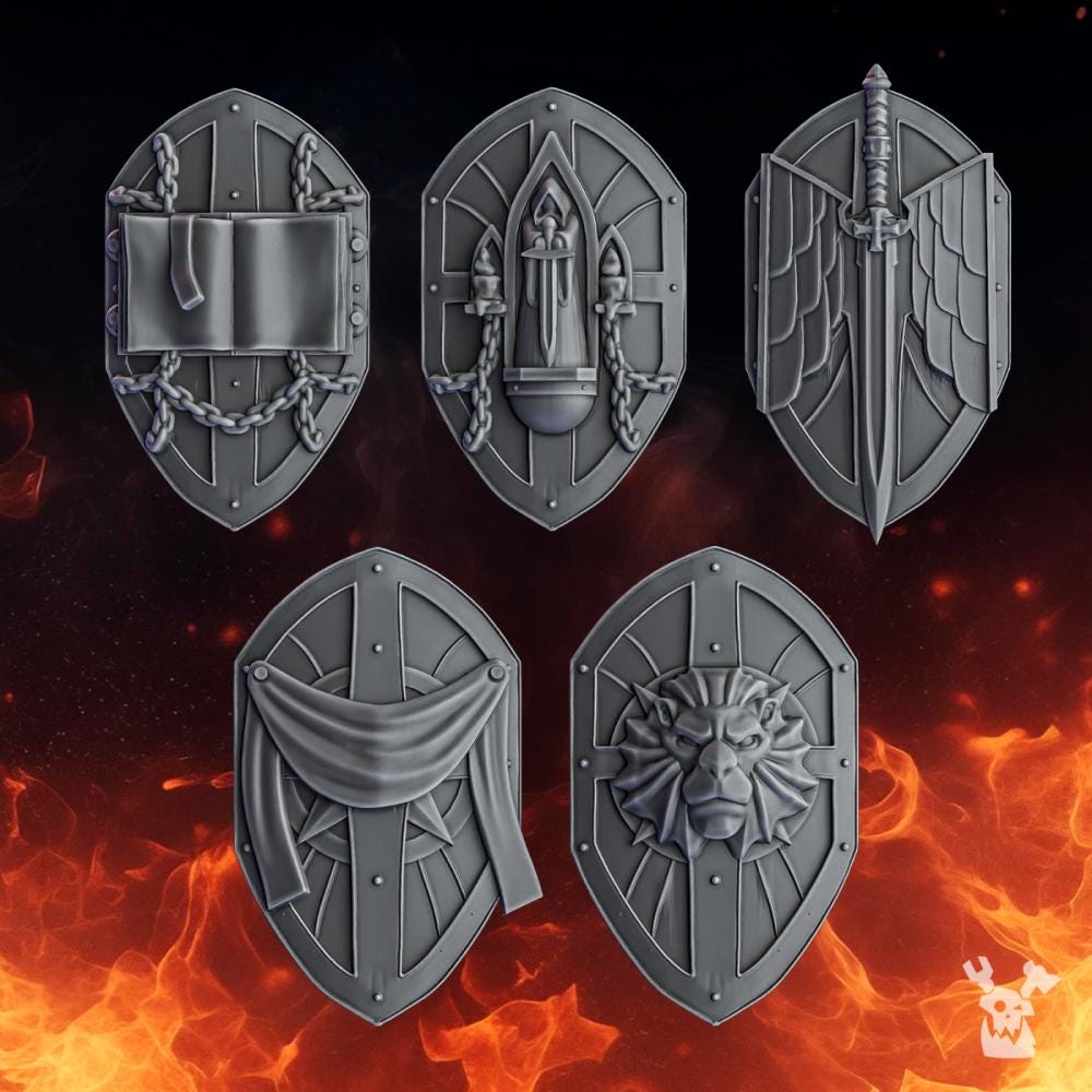 Pactum Aeternum Knight Shields – Black Templars Compatible Bits, DakkaDakka – 3D printed 16K resin bits – photo 2 of 2