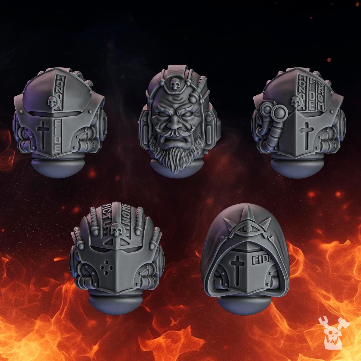 Pactum Aeternum Warden Heads – Black Templars Compatible Bits, DakkaDakka – 3D printed 16K resin bits – photo 2 of 2