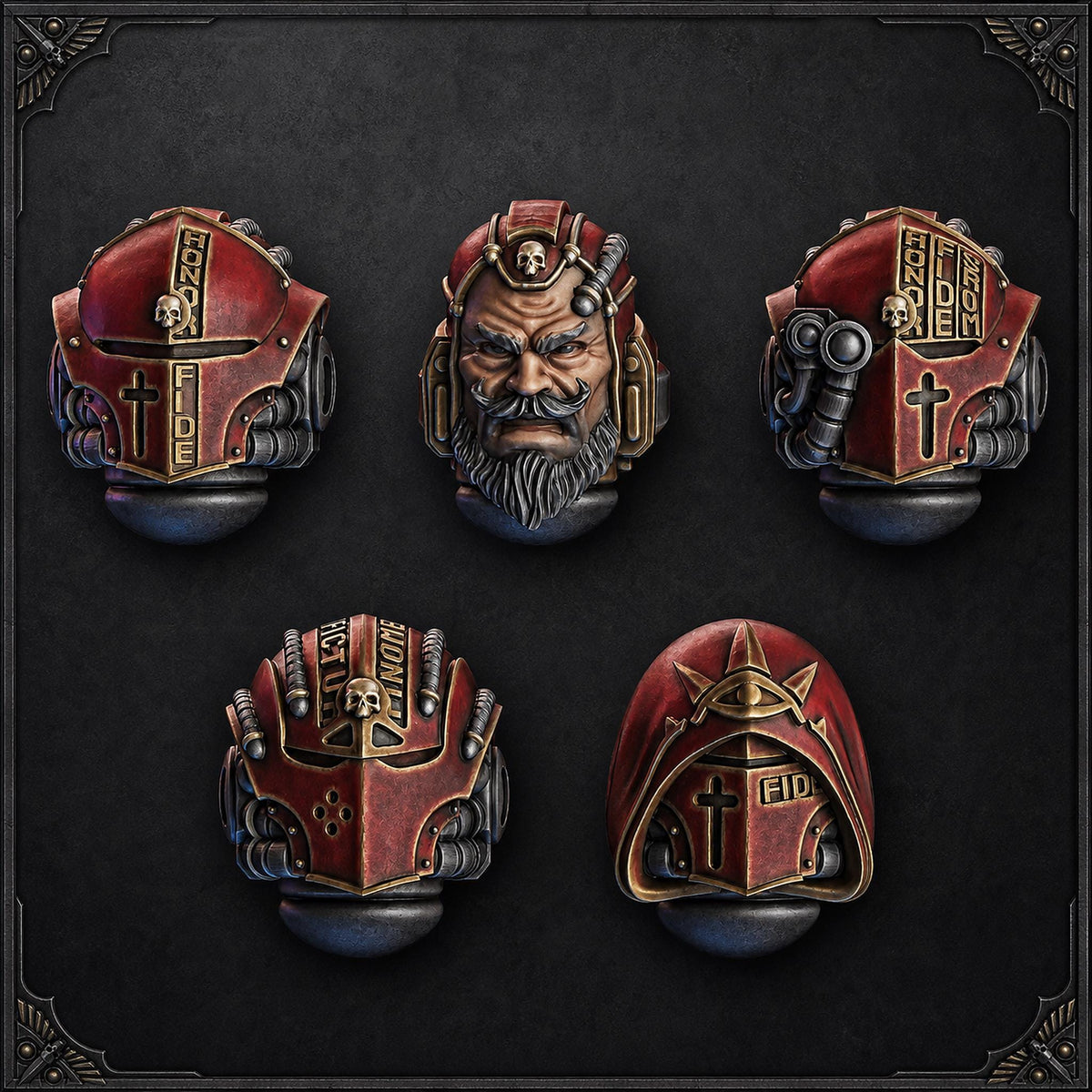 Pactum Aeternum Warden Heads – Black Templars Compatible Bits, DakkaDakka – 3D printed 16K resin bits – main photo