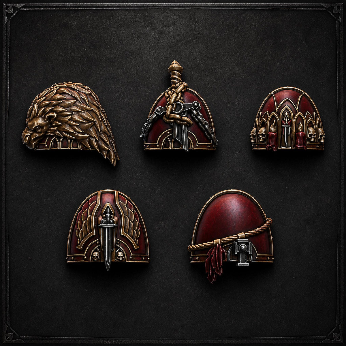 Pactum Aeternum Knight Shoulders – Black Templars Compatible Bits, DakkaDakka – 3D printed 16K resin bits – main photo