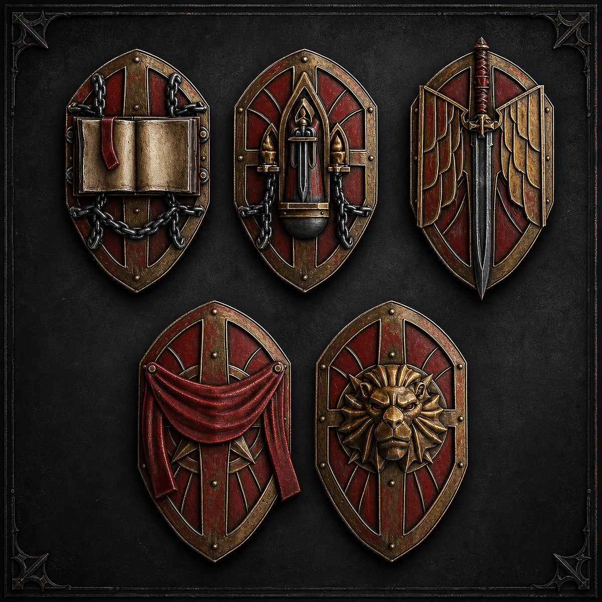 Pactum Aeternum Knight Shields – Black Templars Compatible Bits, DakkaDakka – 3D printed 16K resin bits – main photo
