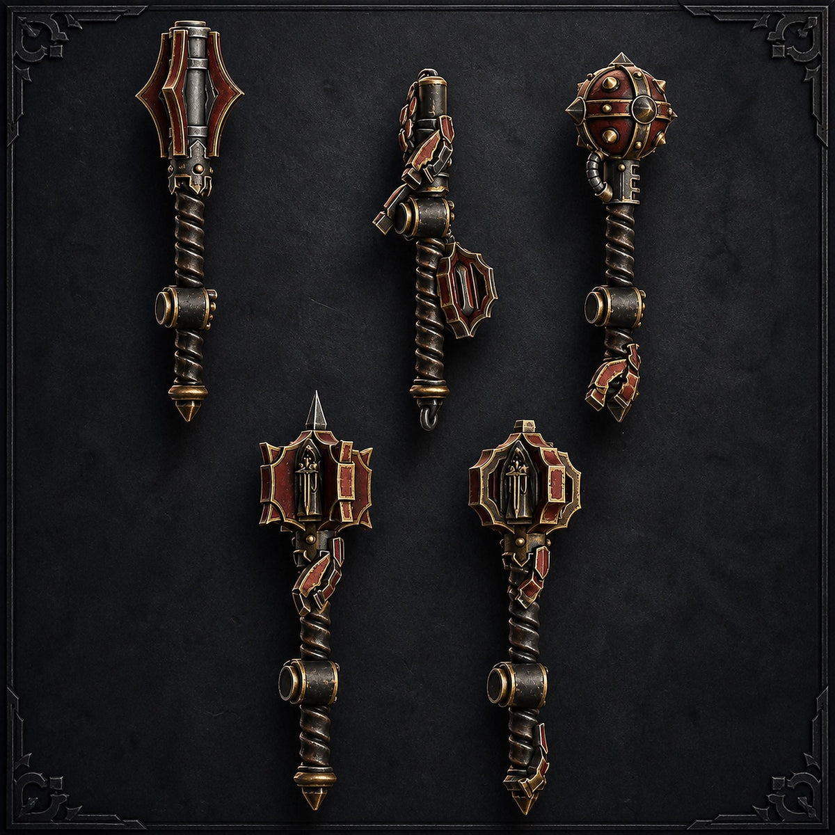 Pactum Aeternum Knight Maces – Black Templars Compatible Bits, DakkaDakka – 3D printed 16K resin bits – main photo