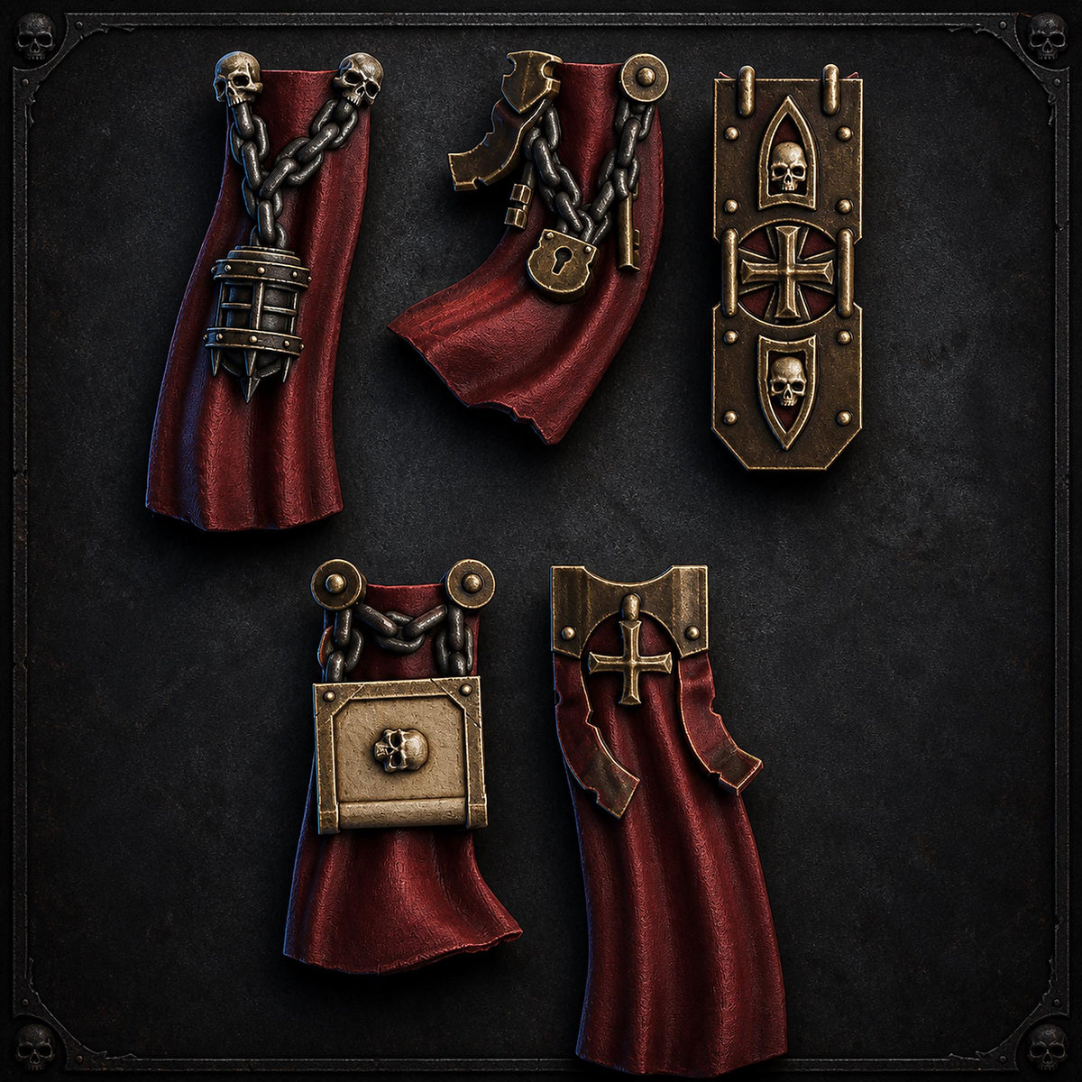 Pactum Aeternum Crusader Belt Decor – Black Templars Compatible Bits, DakkaDakka – 3D printed 16K resin bits – main photo