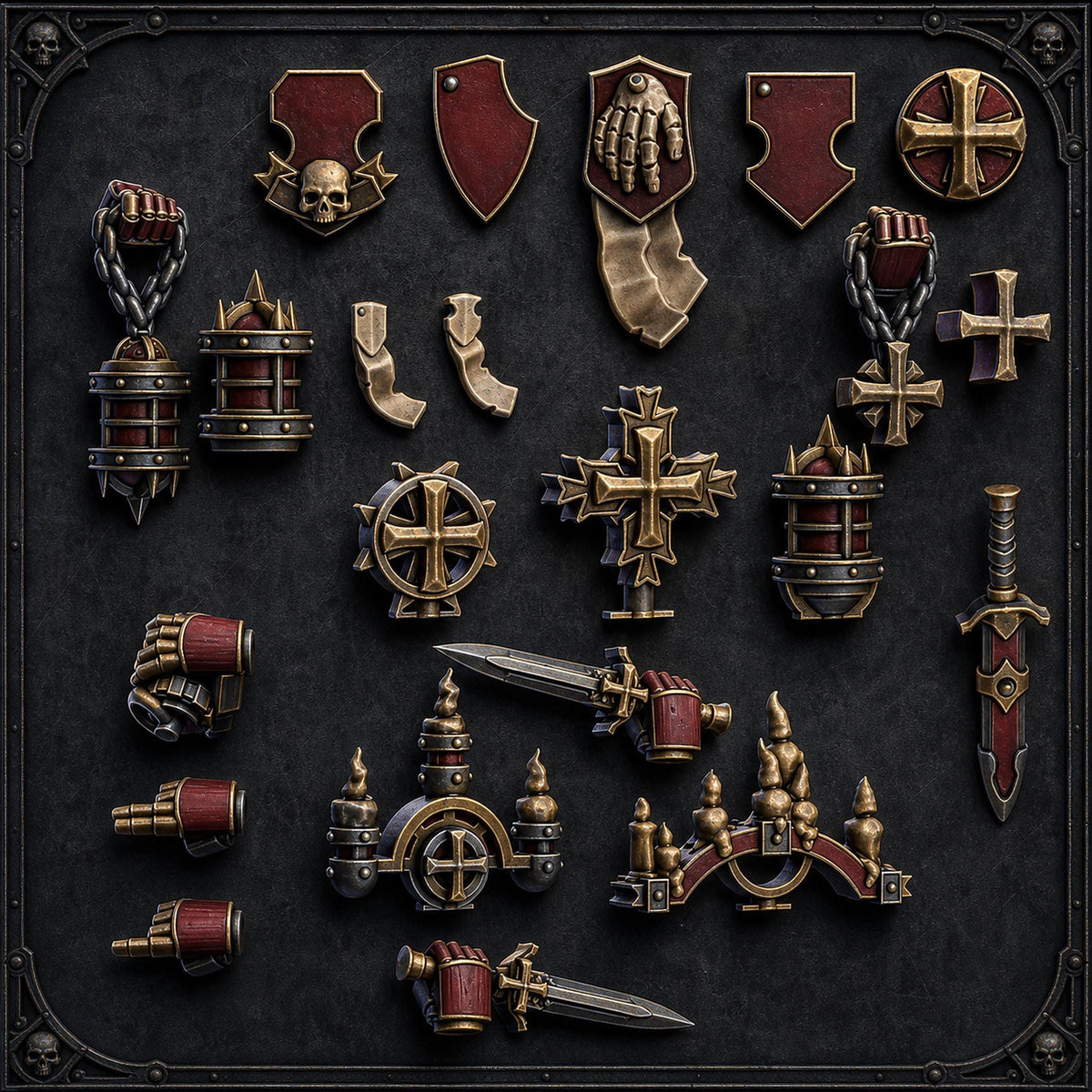 Pactum Aeternum Crusader Decor – Black Templars Compatible Bits, DakkaDakka – 3D printed 16K resin bits – main photo