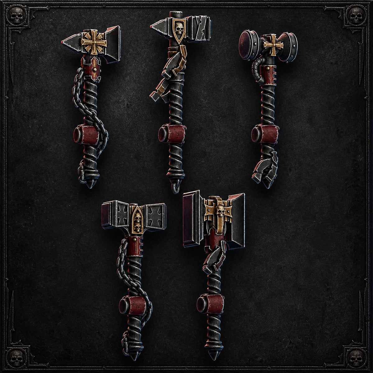 Pactum Aeternum Crusader Hammers – Black Templars Compatible Bits, DakkaDakka – 3D printed 16K resin bits – main photo