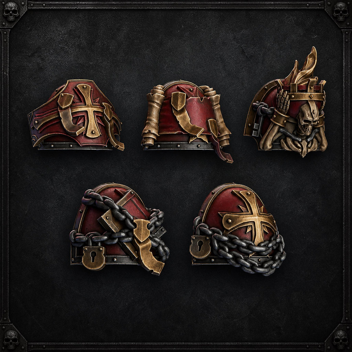 Pactum Aeternum Crusader Shoulders – Black Templars Compatible Bits, DakkaDakka – 3D printed 16K resin bits – main photo