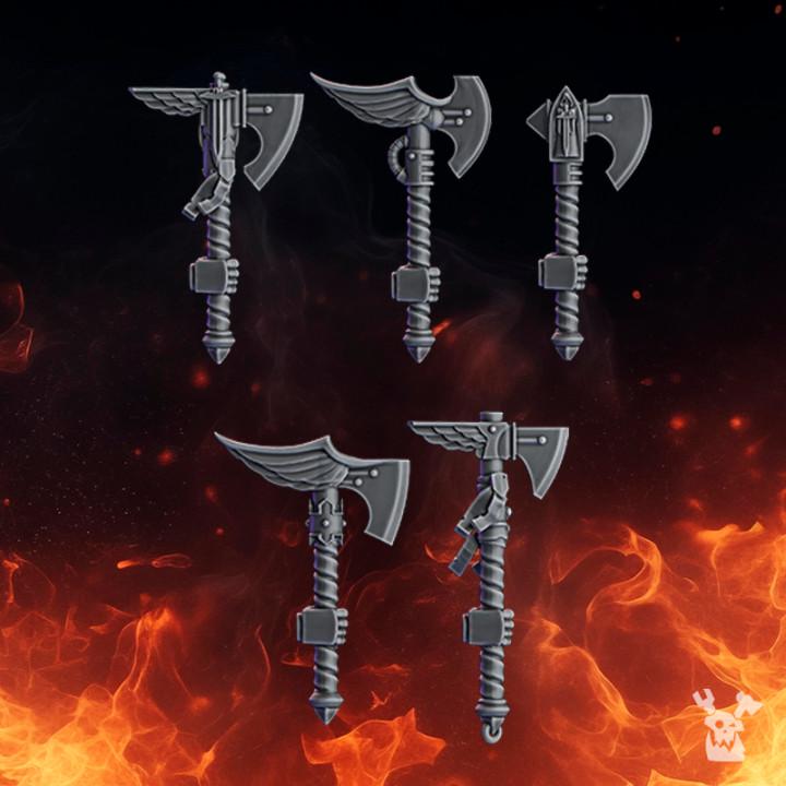 Pactum Aeternum Knight Axes – Black Templars Compatible Bits, DakkaDakka – 3D printed 16K resin bits – photo 2 of 2