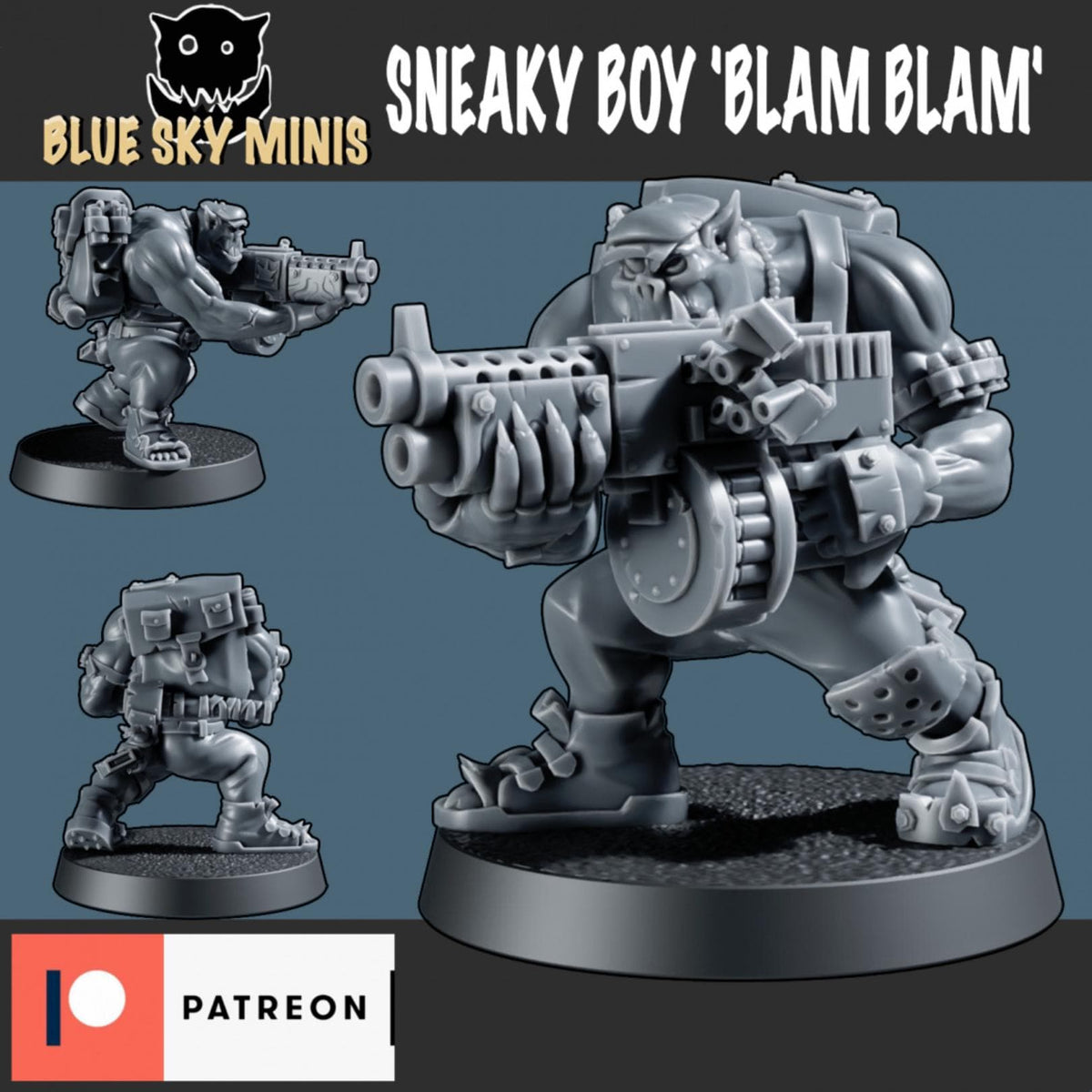 Sneaky Boy Blam Blam Orc Character – Ork Proxy, Blue Sky Minis – 3D printed 16K resin miniature – photo 2 of 3
