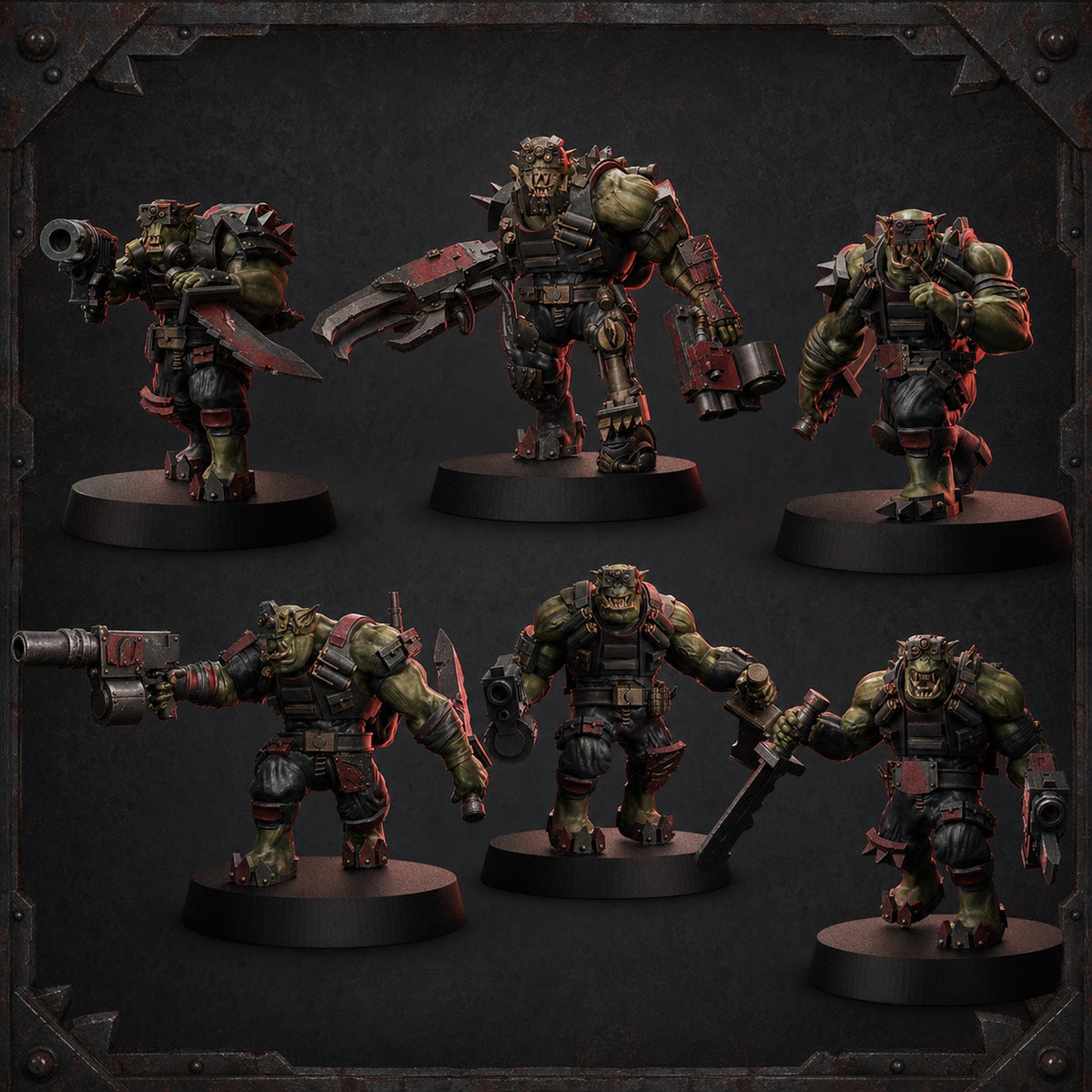 Speshul Forcez Boyz Orc Squad – Ork Proxy, Blue Sky Minis – 3D printed 16K resin miniature – main photo
