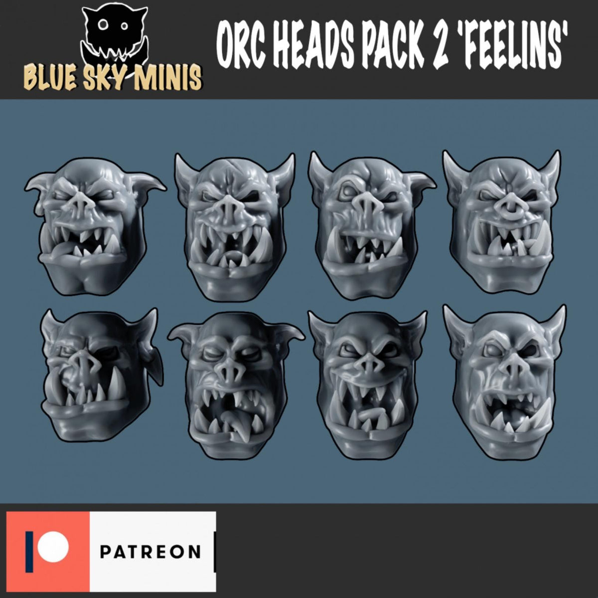 Orc Heads Conversion Bits Kit – Ork Compatible Bits, Blue Sky Minis – 3D printed 16K resin bits – photo 2 of 2