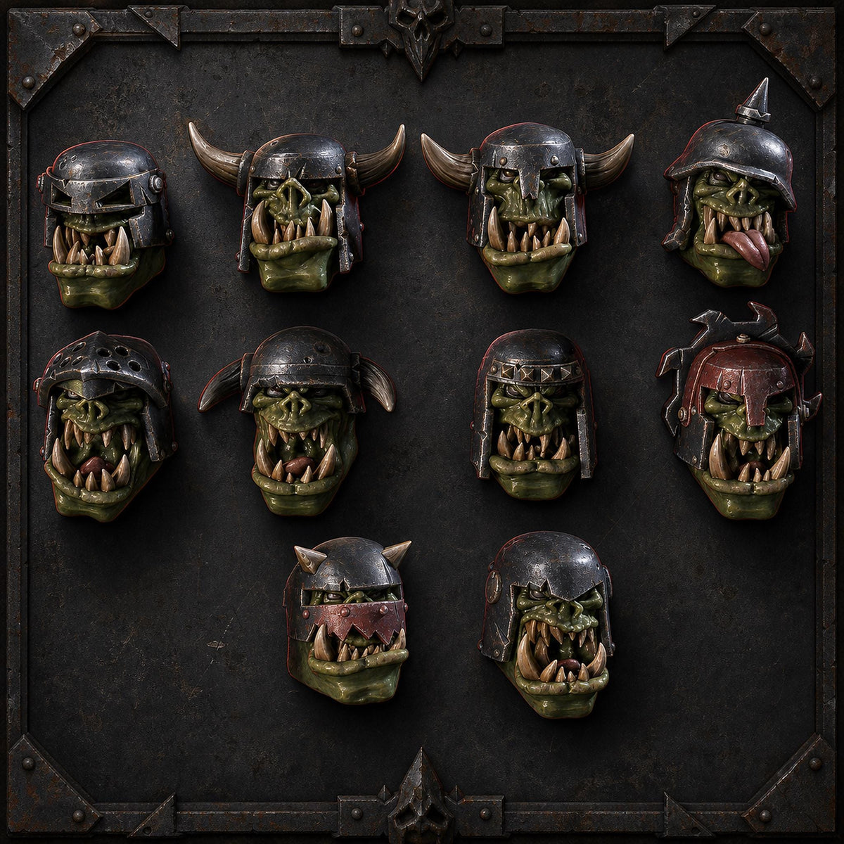 Orc Heads Pack – Ork Compatible Bits, Blue Sky Minis – 3D printed 16K resin bits – main photo