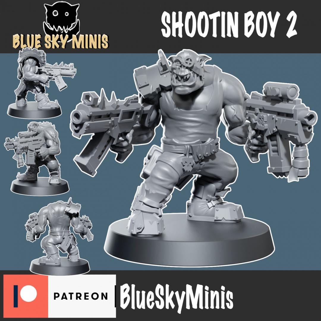 Shootin Boys Squad Orc Squad – Ork Proxy, Blue Sky Minis – 3D printed 16K resin miniature – photo 4 of 10