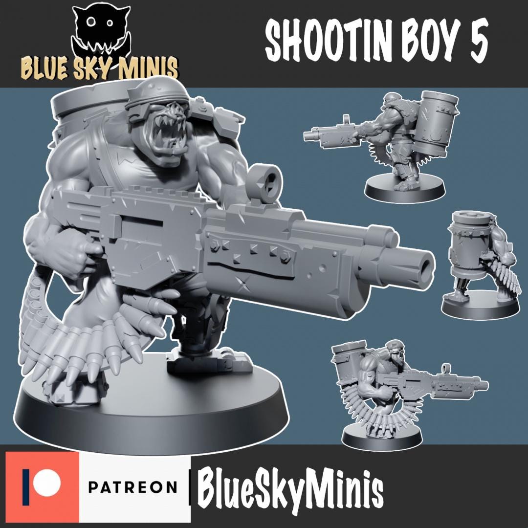 Shootin Boys Squad Orc Squad – Ork Proxy, Blue Sky Minis – 3D printed 16K resin miniature – photo 7 of 10