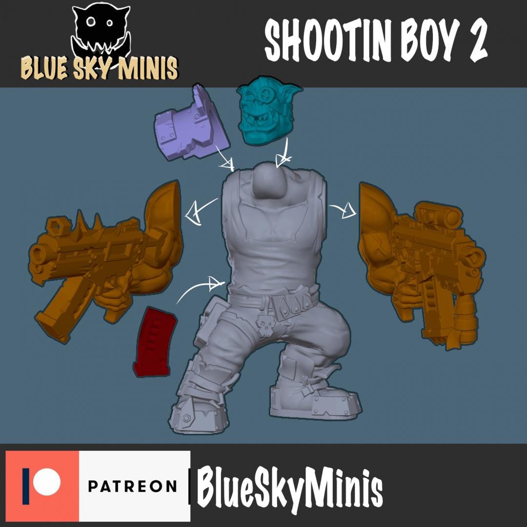 Shootin Boys Squad Orc Squad – Ork Proxy, Blue Sky Minis – 3D printed 16K resin miniature – photo 10 of 10