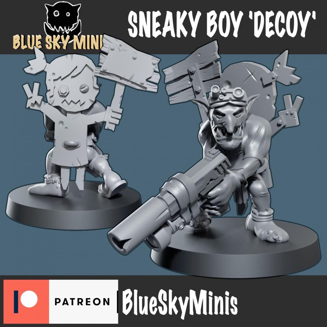 Sneaky Boy Decoy Orc Character – Ork Proxy, Blue Sky Minis – 3D printed 16K resin miniature – photo 2 of 3