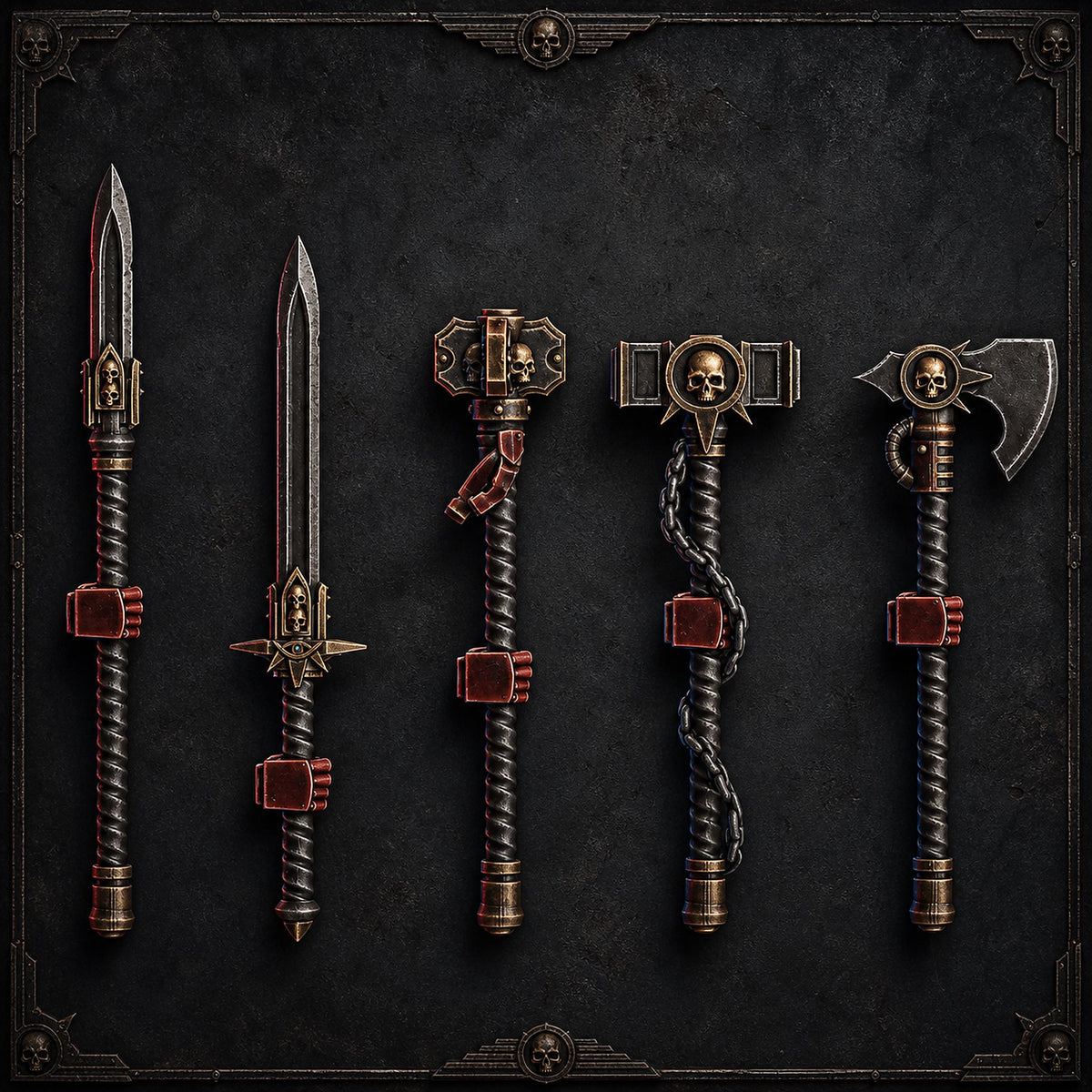 Warden Melee Weapons Set of 5 – Black Templars Compatible Bits, DakkaDakka – 3D printed 16K resin bits – main photo